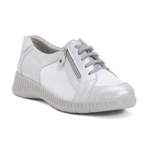 WIDEFIT Made In Portugal Leather Comfort Sneakers With Zipper